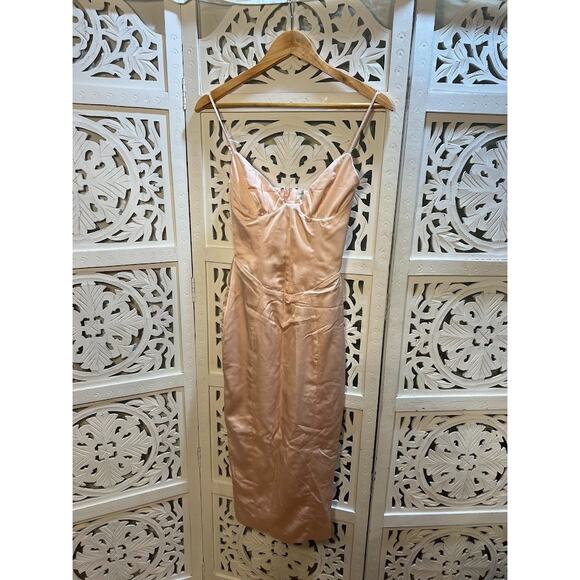 House of CB Gisele Peony Satin Corset Midi Dress Size XS Extra Small - Picture 4 of 9